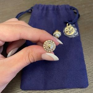 Tory Burch pearl and gold stud earrings